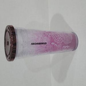 Starbucks double walled insulated tumbler. Pink with white flowers pattern.